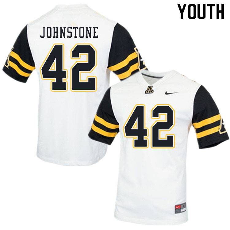 Youth #42 Christian Johnstone Appalachian State Mountaineers College Football Jerseys Sale-White - Click Image to Close